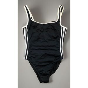 Miraclesuit Swimsuit White Side Stripes One Piece Black 10‎